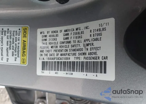 2012 Acura Tl 3.5 from USA, damaged, VIN 19UUA8F58CA016964